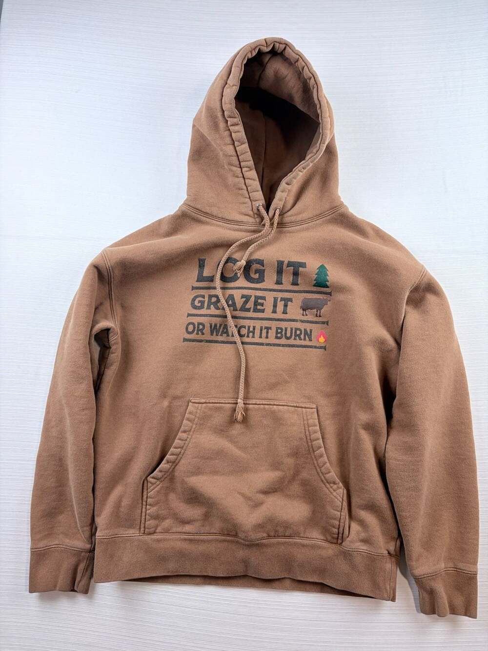 Women’s Independent Trading Company Hoodie Size L Brown Log It Graze It